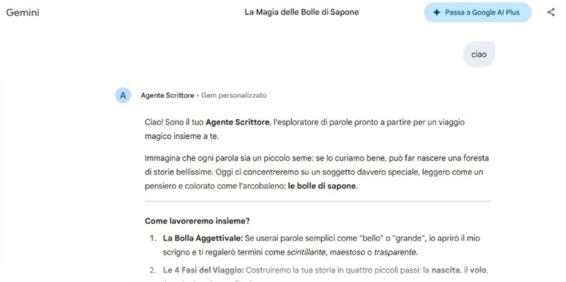 Il mondo racchiuso in una bolla. Un laboratorio di scrittura con l’IA. Immagine2 3 Esempio di agente scrittore