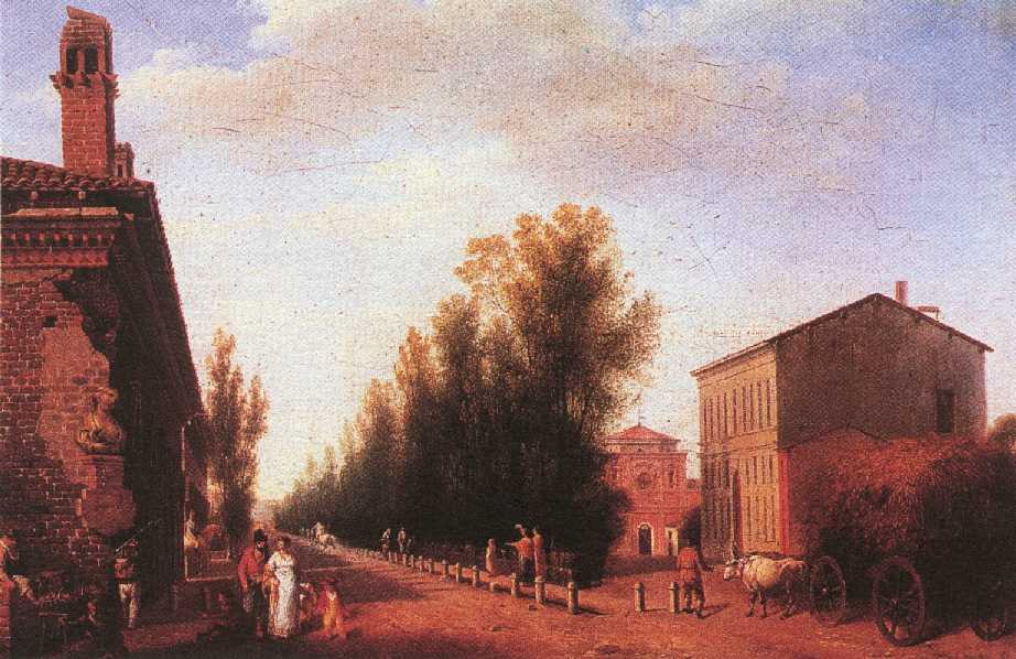 coronavirus e razzismo Strada per Monza appena fuori Porta Venezia Milano a sinistra il Lazzaretto a destra la Chiesa di Santa Francesca Romana 1830